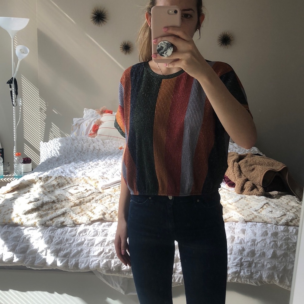 Zara rainbow metallic top